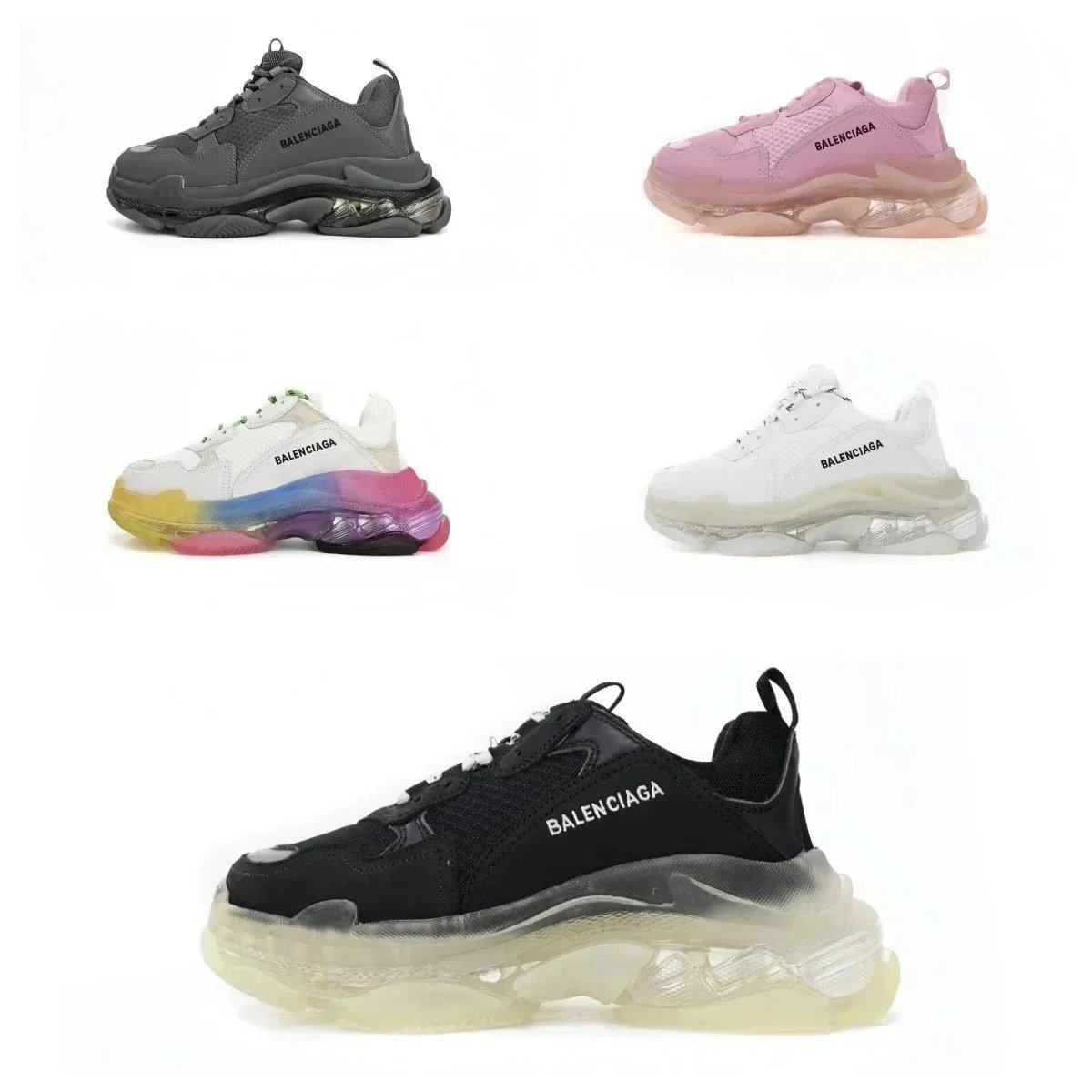 Balenciaga Triple S Clear Sole Chunky Sneakers Multicolor
