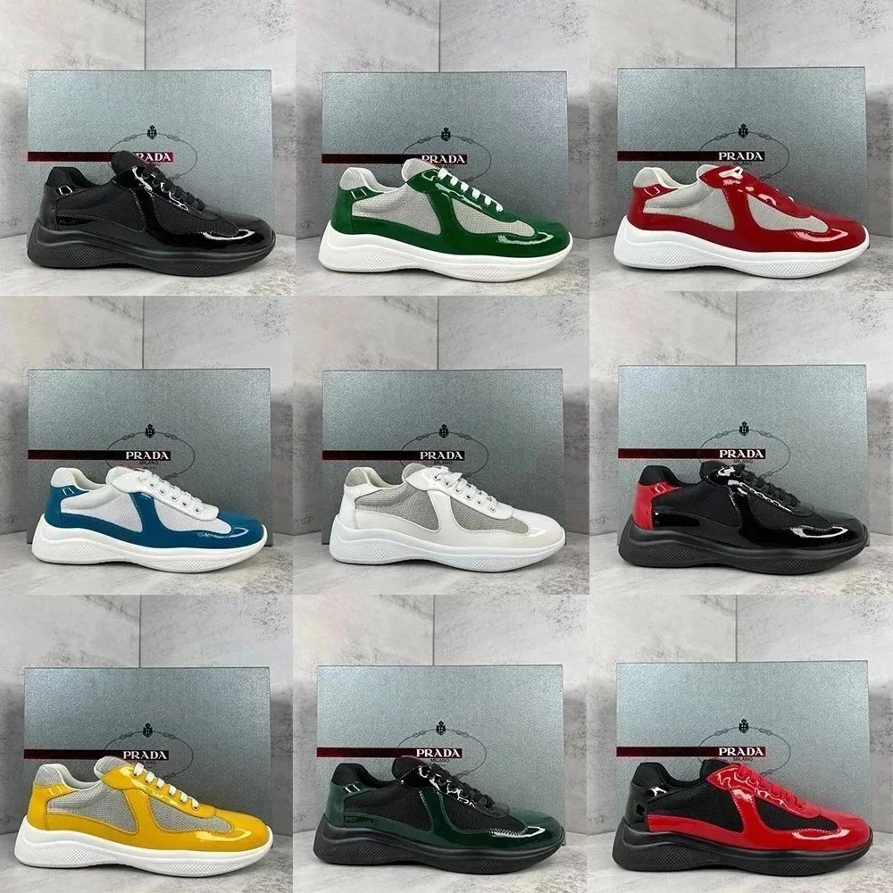 Prada Patent Leather and Mesh Chunky Sneakers Multicolor