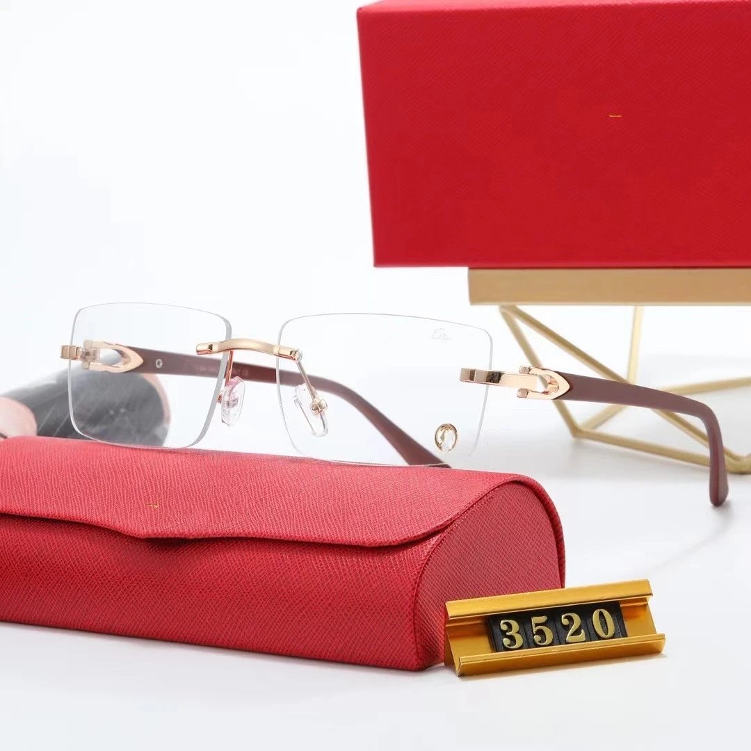 Cartier C Decor Rimless Luxury Eyeglasses Gold and Brown