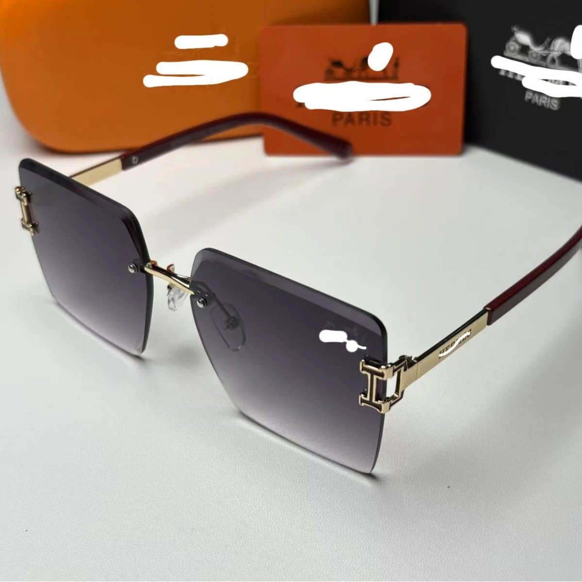 Hermes Rimless Square Fashion Sunglasses Black