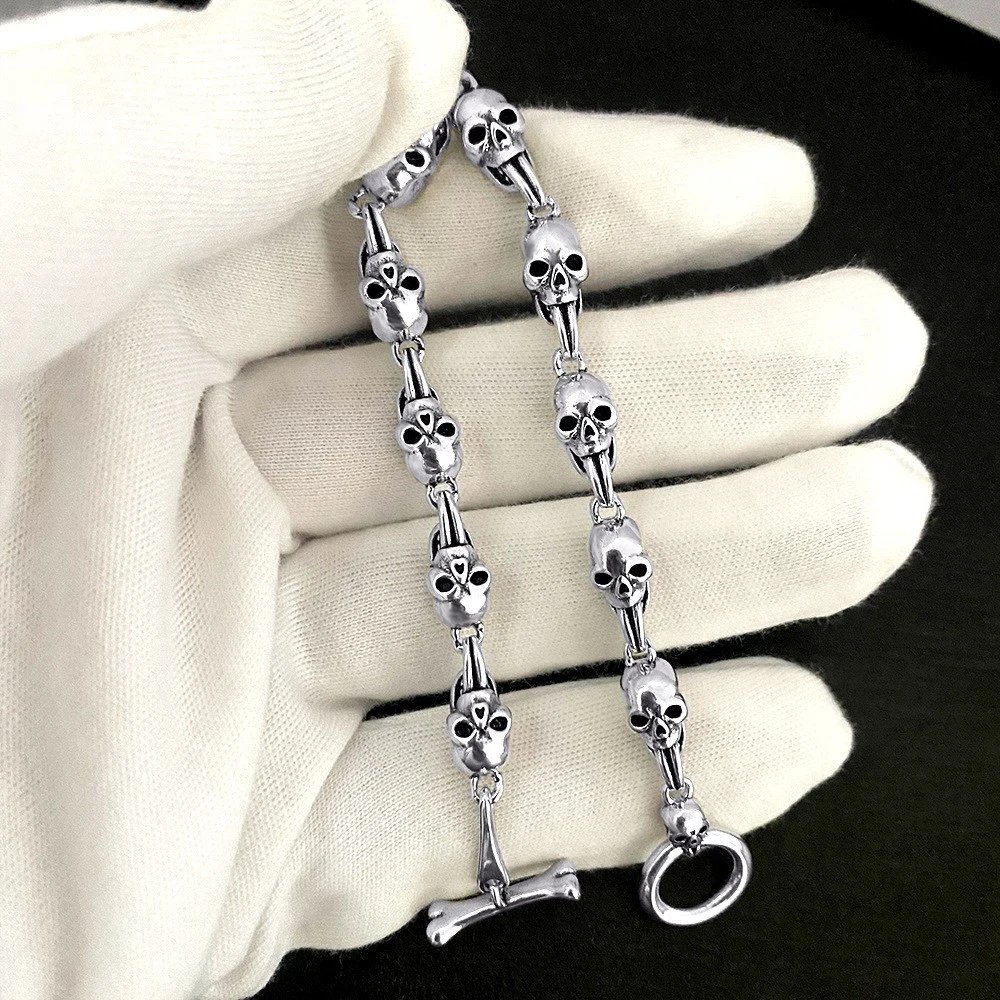 Alexander McQueen AMQ Skull Chain Bracelet Silver