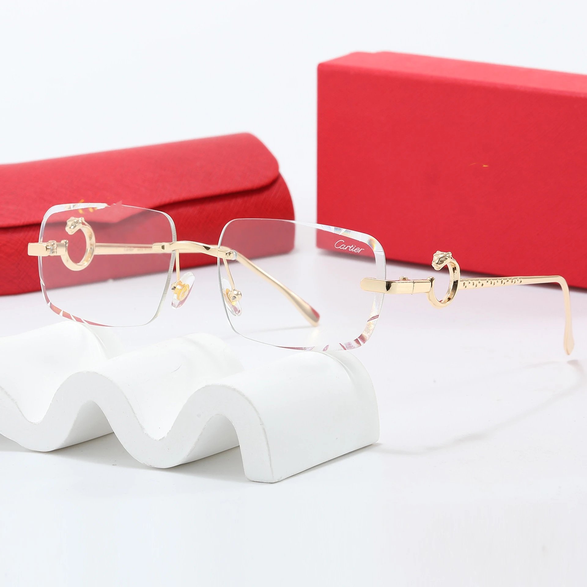 Cartier Panthere de Cartier rimless luxury eyeglasses Gold