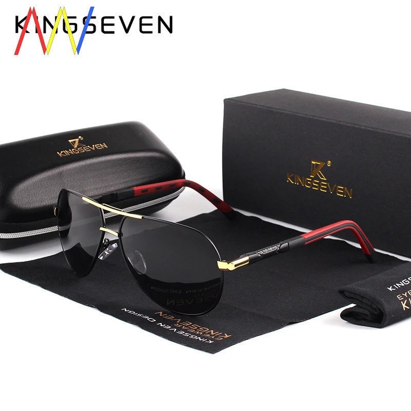 KINGSEVEN Aviator Polarized Sunglasses Black
