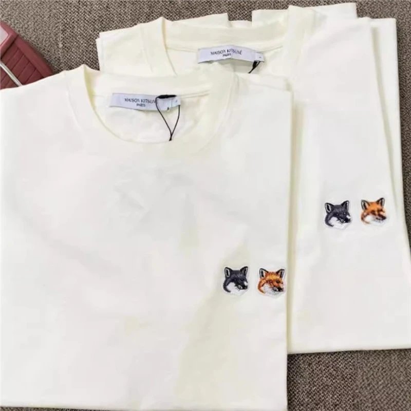 Maison Kitsune Double Fox Head Patch Cotton T-Shirt White