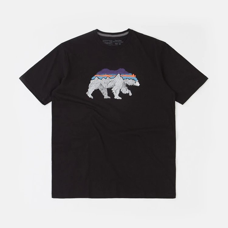 Patagonia Bear Mountain Graphic Cotton T-Shirt Black