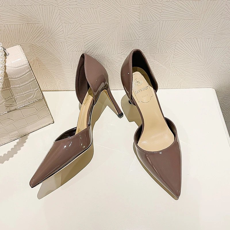 Senveler Pointed Toe D'Orsay High Heels Brown