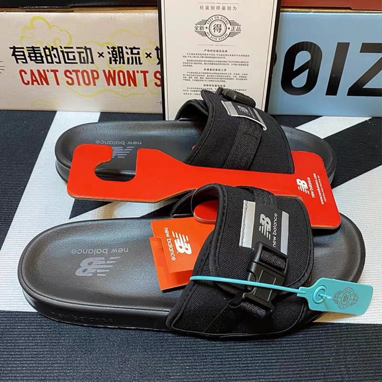 New Balance SDL750 Adjustable Slides Sandals Black
