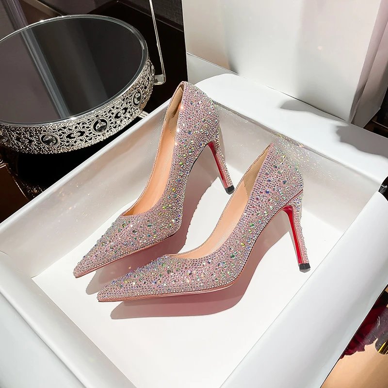 Christian Louboutin Pigalle Follies Strass Crystal High Heels Pink