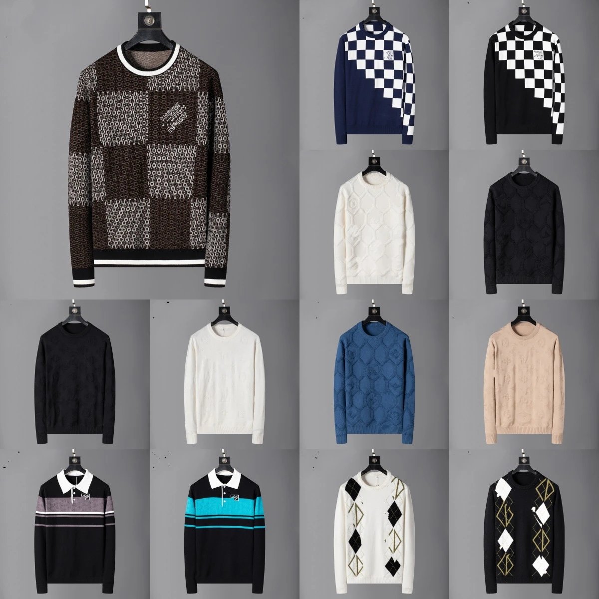 Louis Vuitton LV Monogram Knit Sweater Casual Crewneck Brown