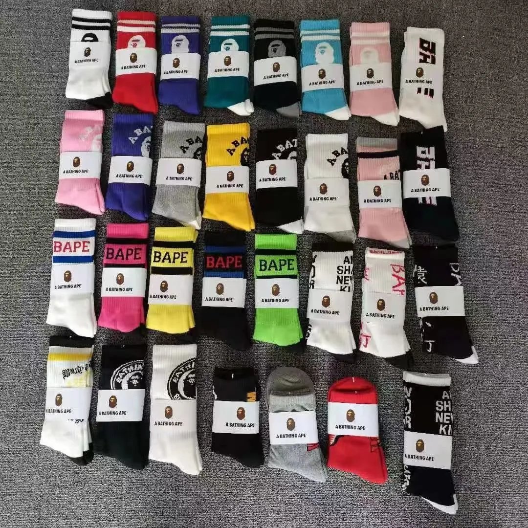 A Bathing Ape BAPE Graphic Crew Socks Multicolor