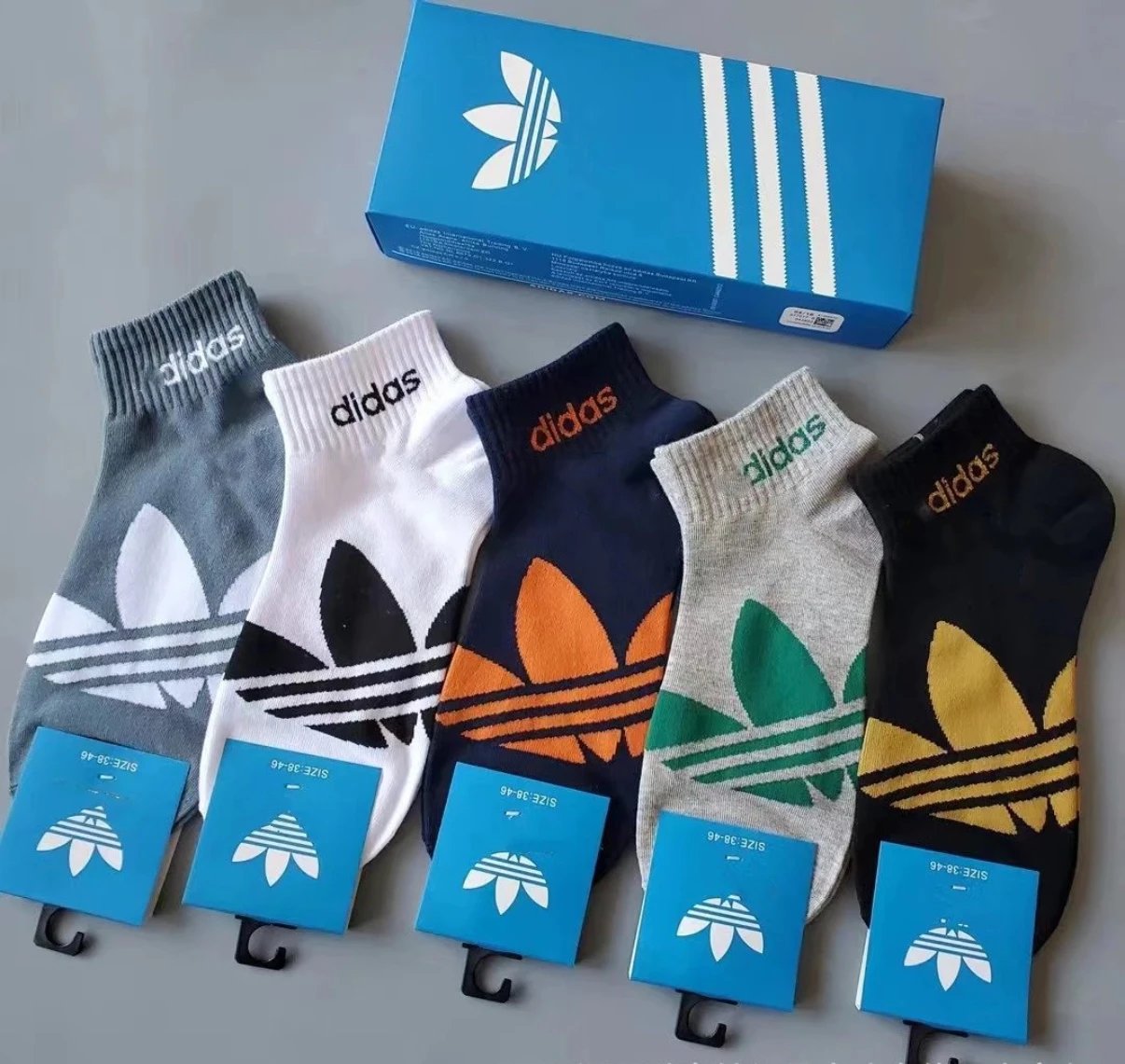 Adidas Trefoil Crew Socks Cotton Athletic Set Multicolor