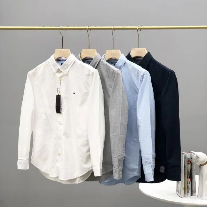 Tommy Hilfiger Oxford Button-Down Shirt Classic Cotton White Gray Blue and Black