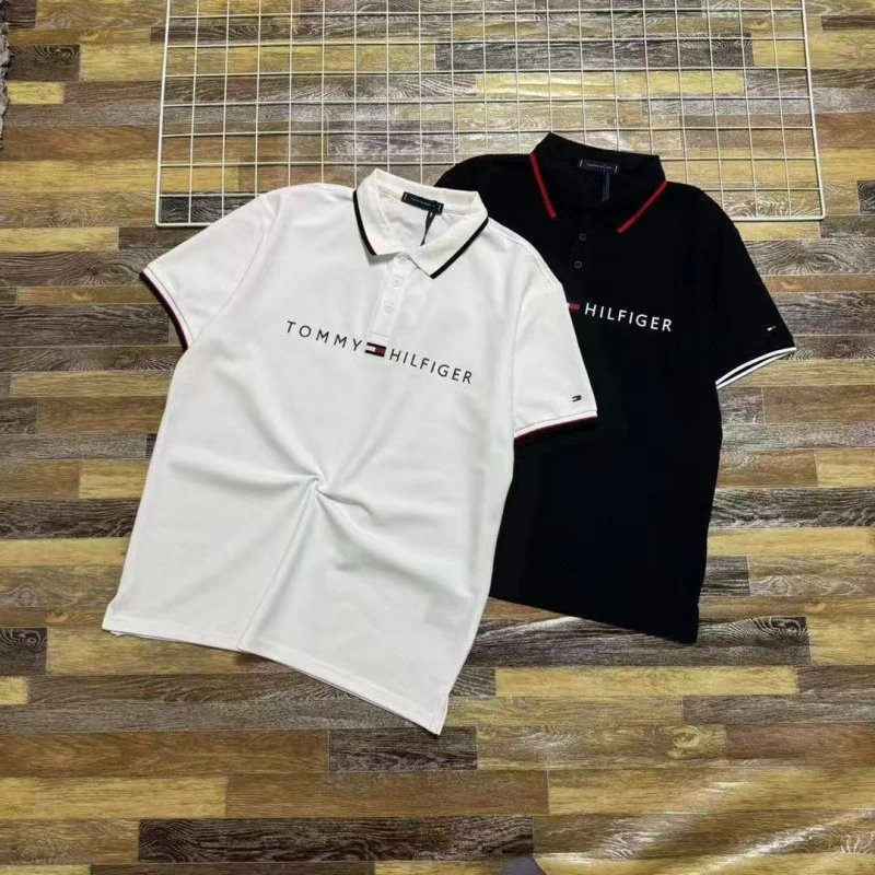 Tommy Hilfiger Classic Fit Casual Polo Shirt White and Black