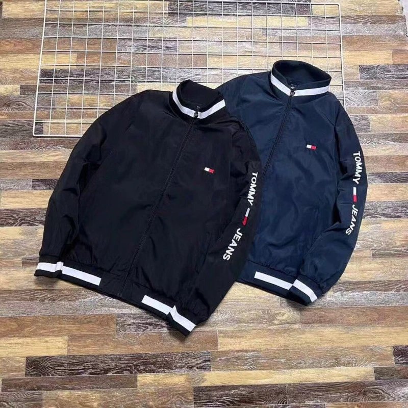 Tommy Hilfiger TH Jeans Track Jacket Casual Windbreaker Black and Navy