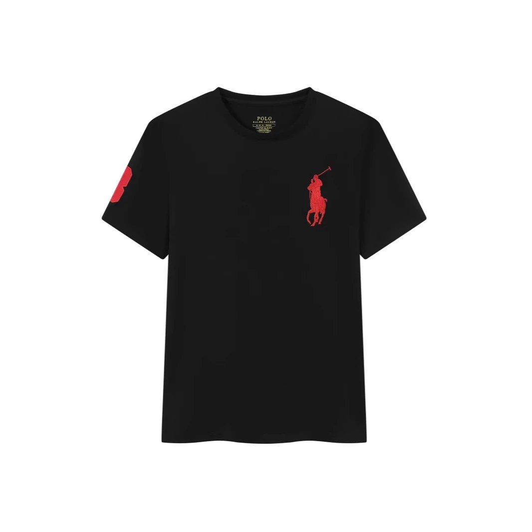 Ralph Lauren RL Pony Embroidery Graphic Tee T-Shirt Black