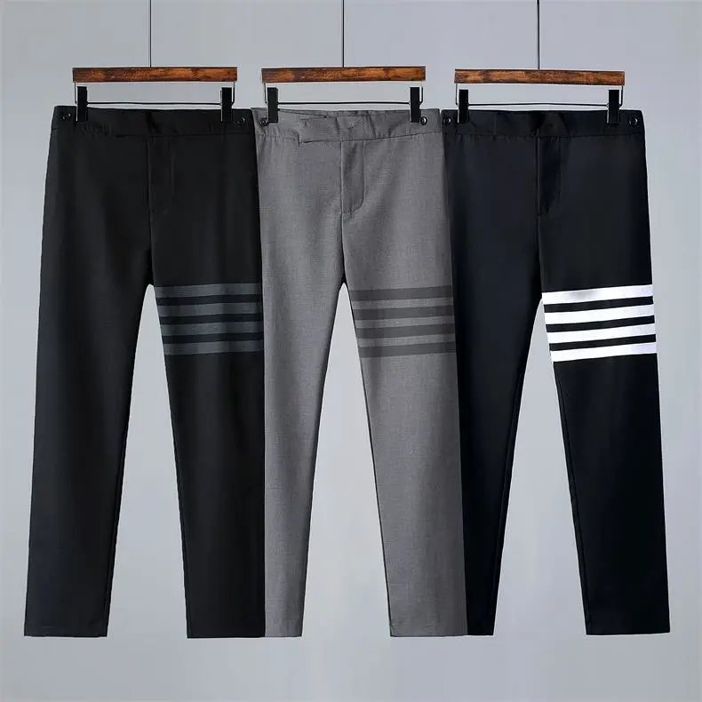 Thom Browne 4-Bar Stripe Slim Fit Trousers Black and Gray
