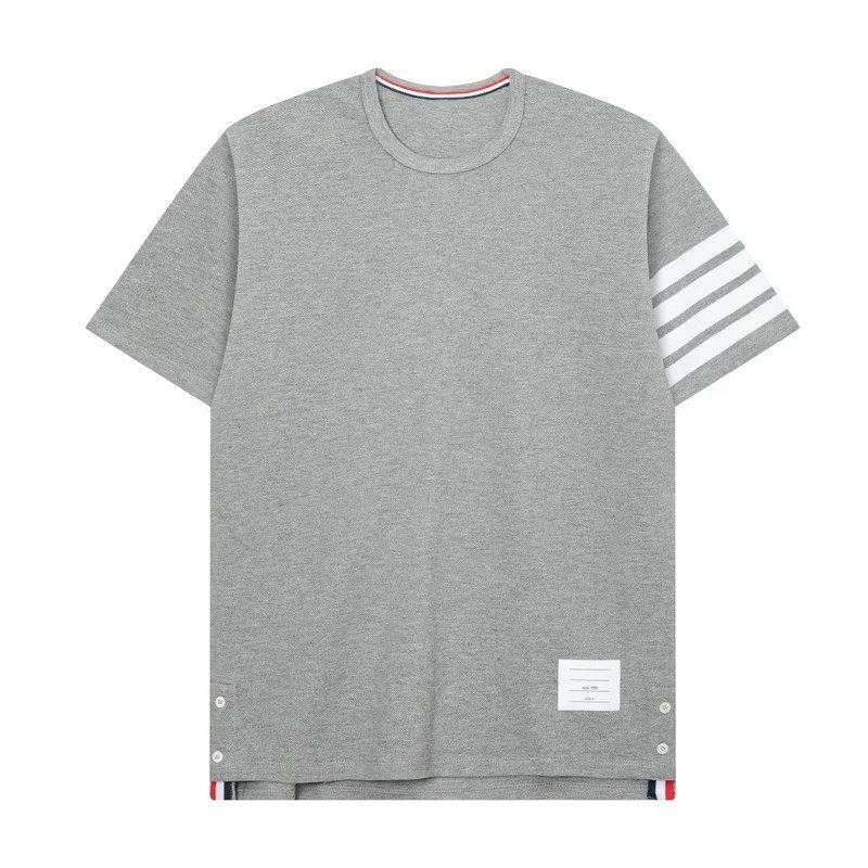 Thom Browne 4-Bar Cotton Jersey T-Shirt Gray