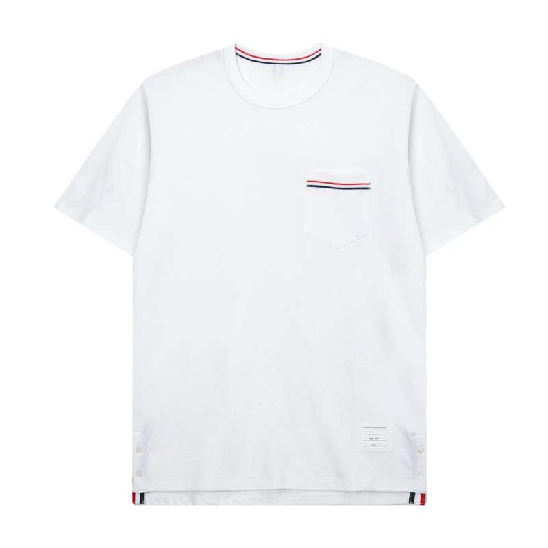 Thom Browne Signature Stripe Pocket T-Shirt Cotton White