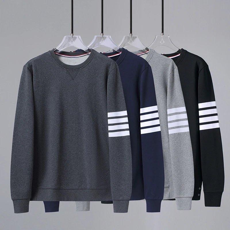 Thom Browne 4-Bar Stripe Cotton Crewneck Sweatshirt Multicolor