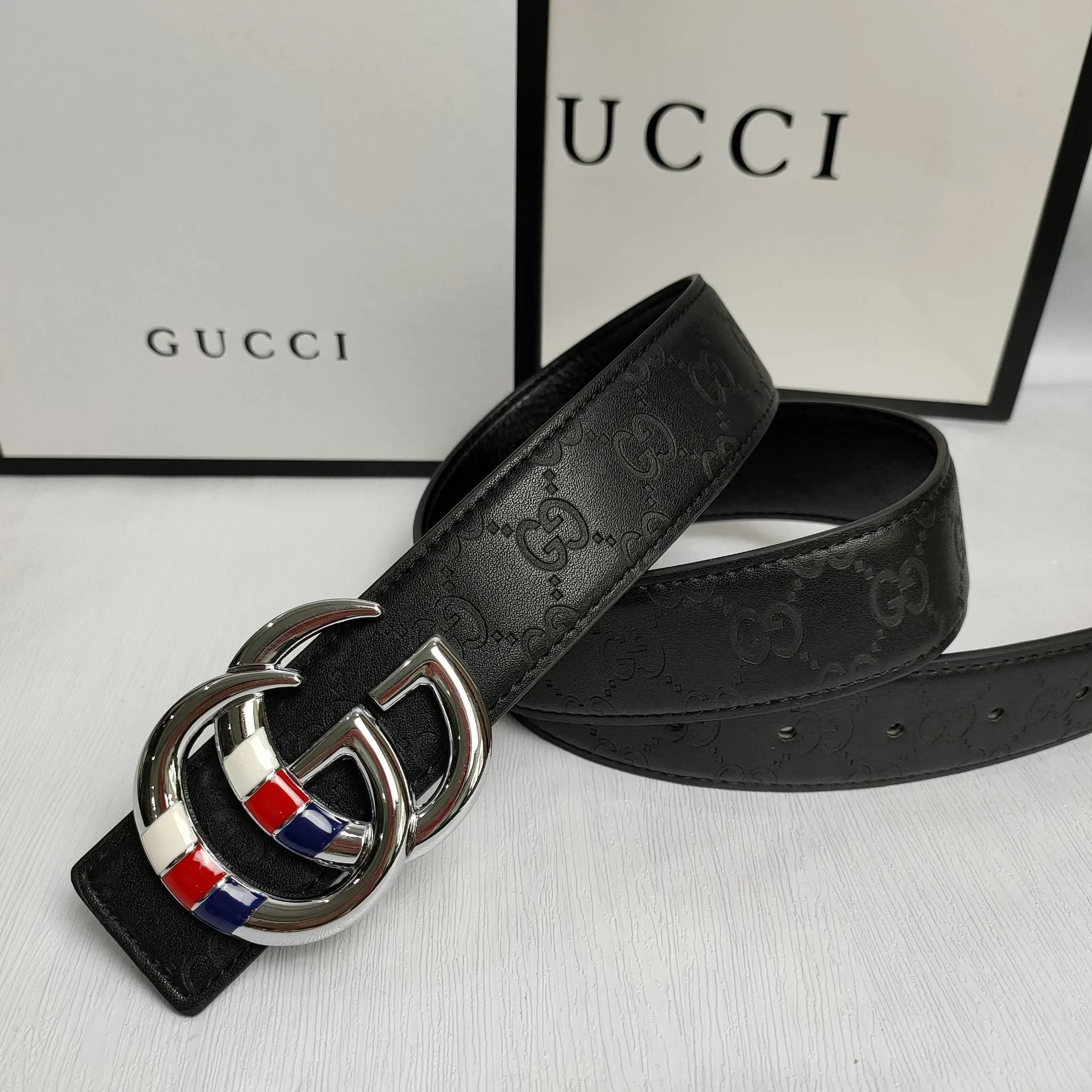 Gucci GG Marmont Signature Leather Belt Black