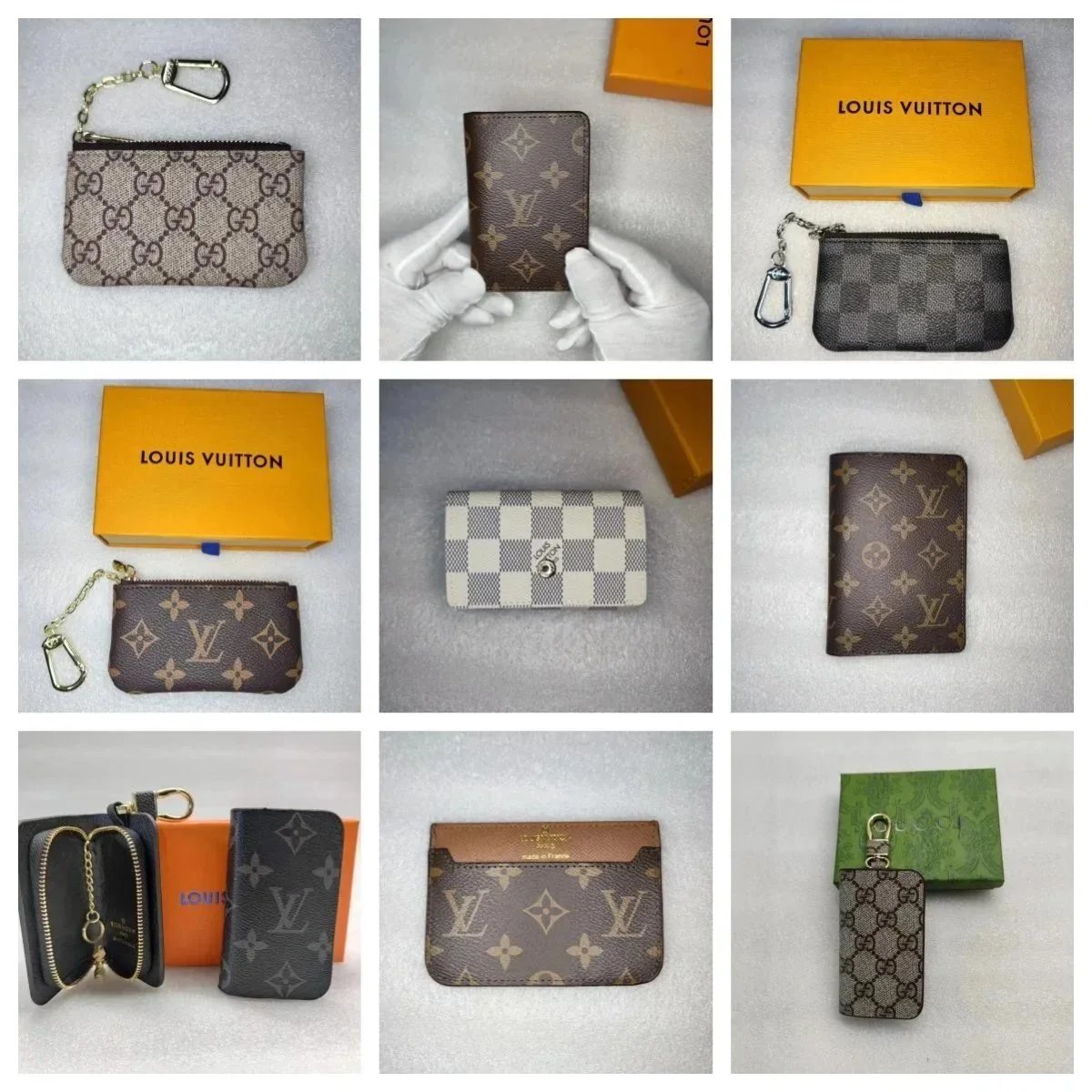 Louis Vuitton LV Monogram and Damier classic luxury Card Holder and Pouch Brown and White
