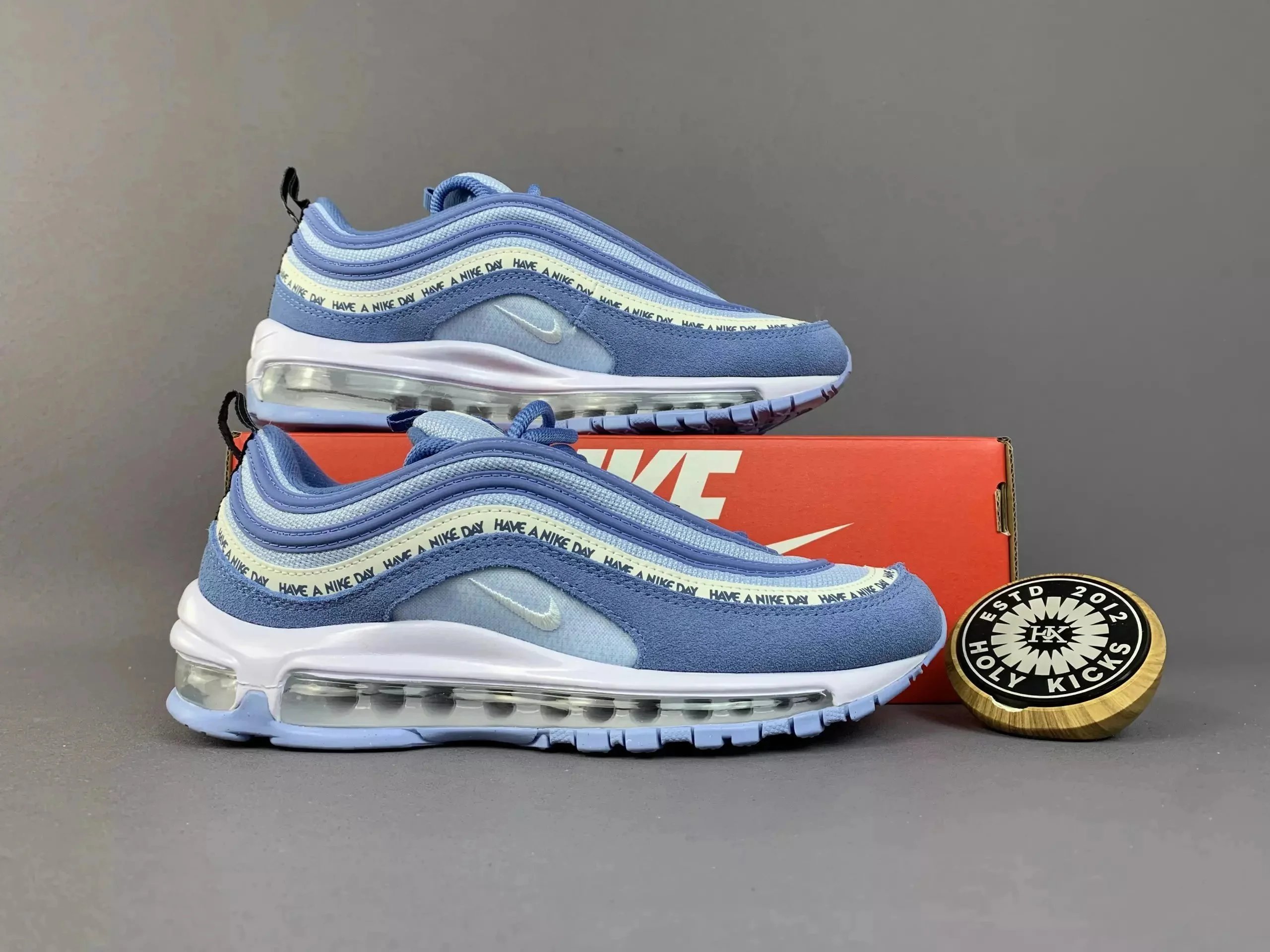 Nike Air Max 97 Have A Nike Day Chunky Sneakers Light Blue and Beige