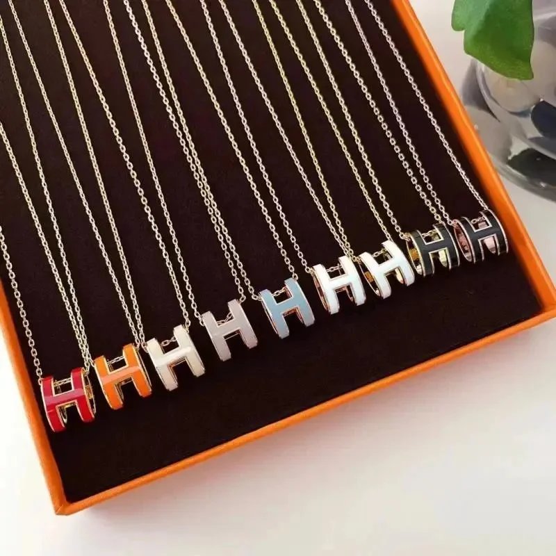 Hermes Pop H iconic enamel pendant necklace Multicolor