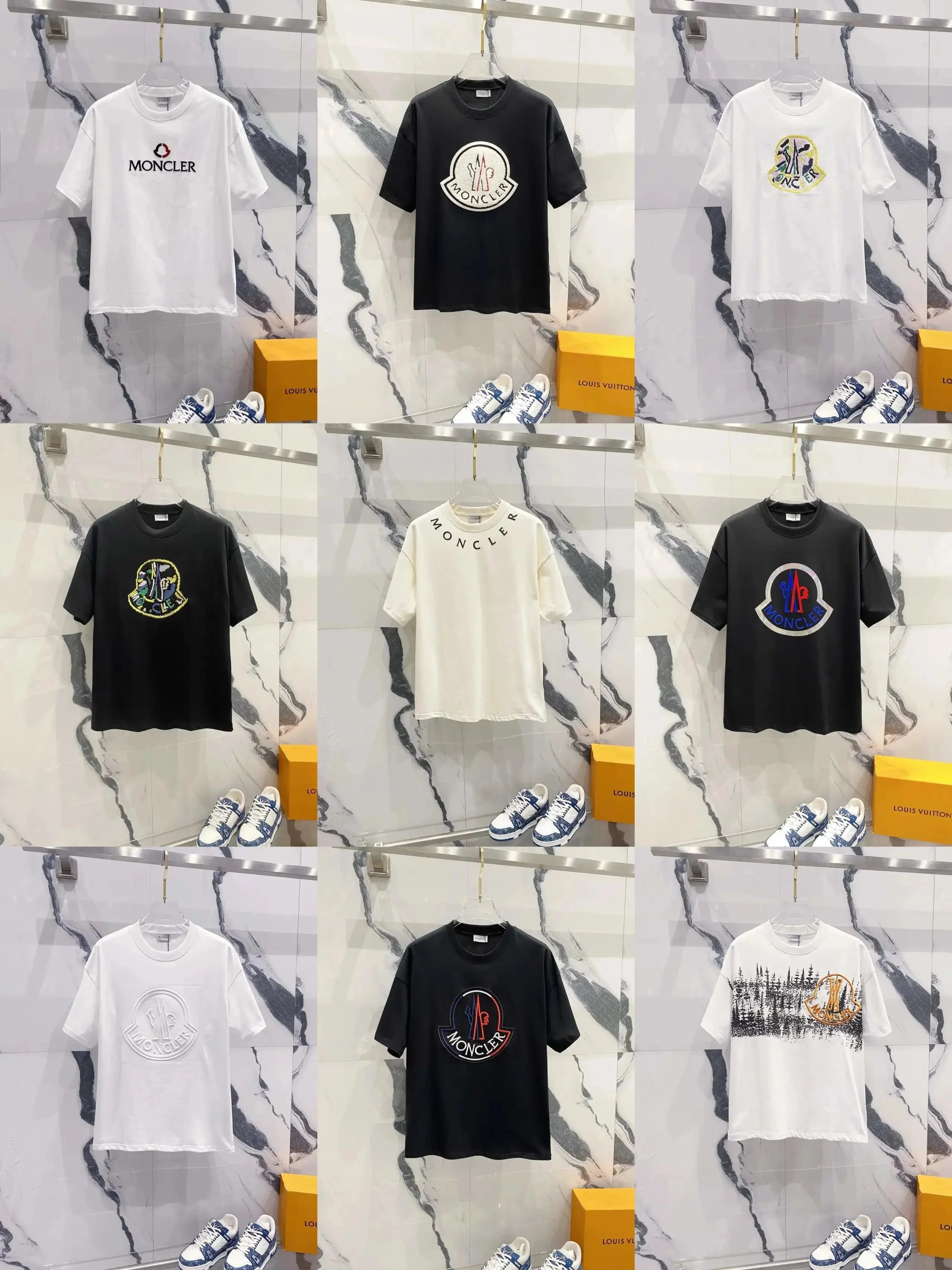 Moncler Graphic Print Oversized Tee White and Black