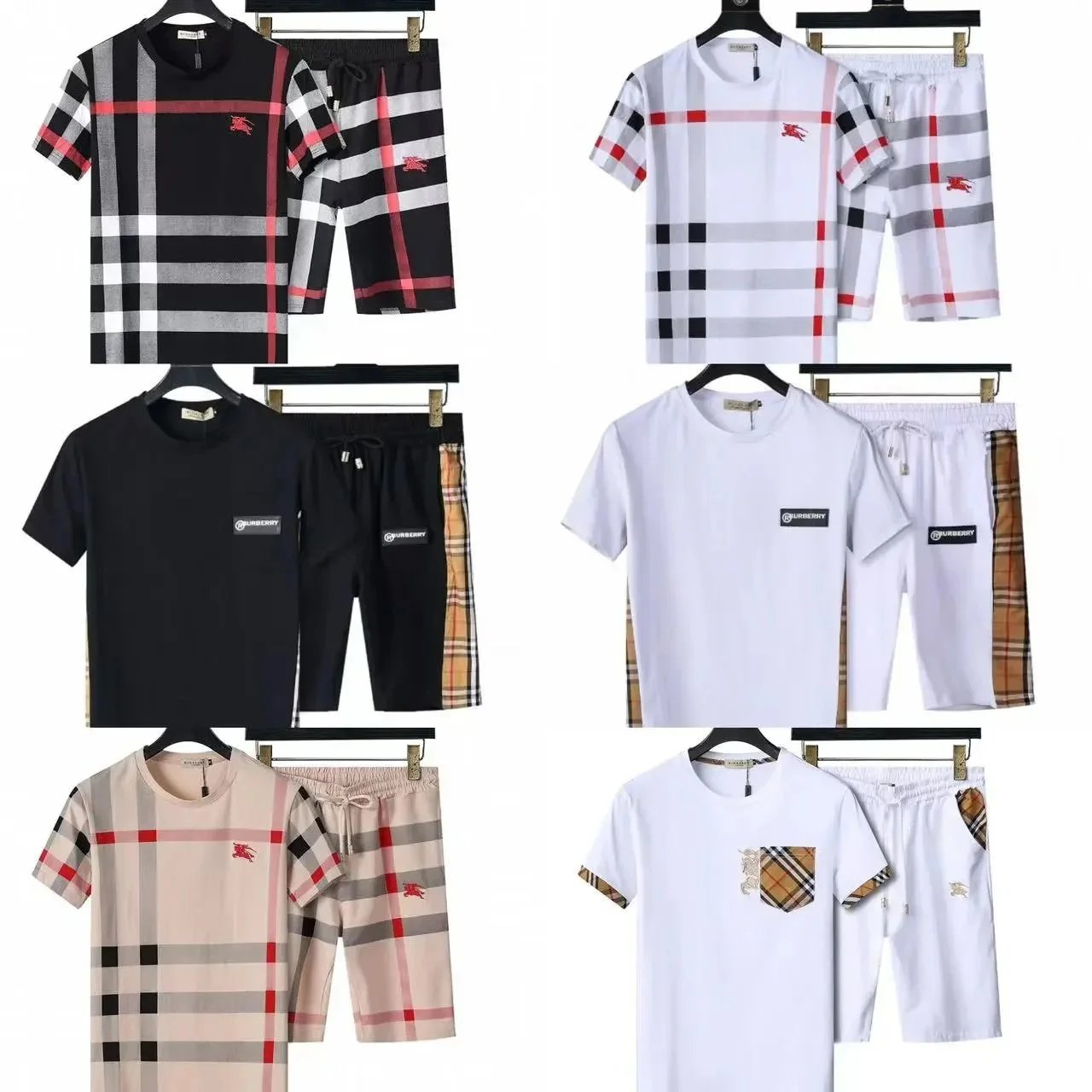 Burberry Check Print Casual Shorts Set Multicolor