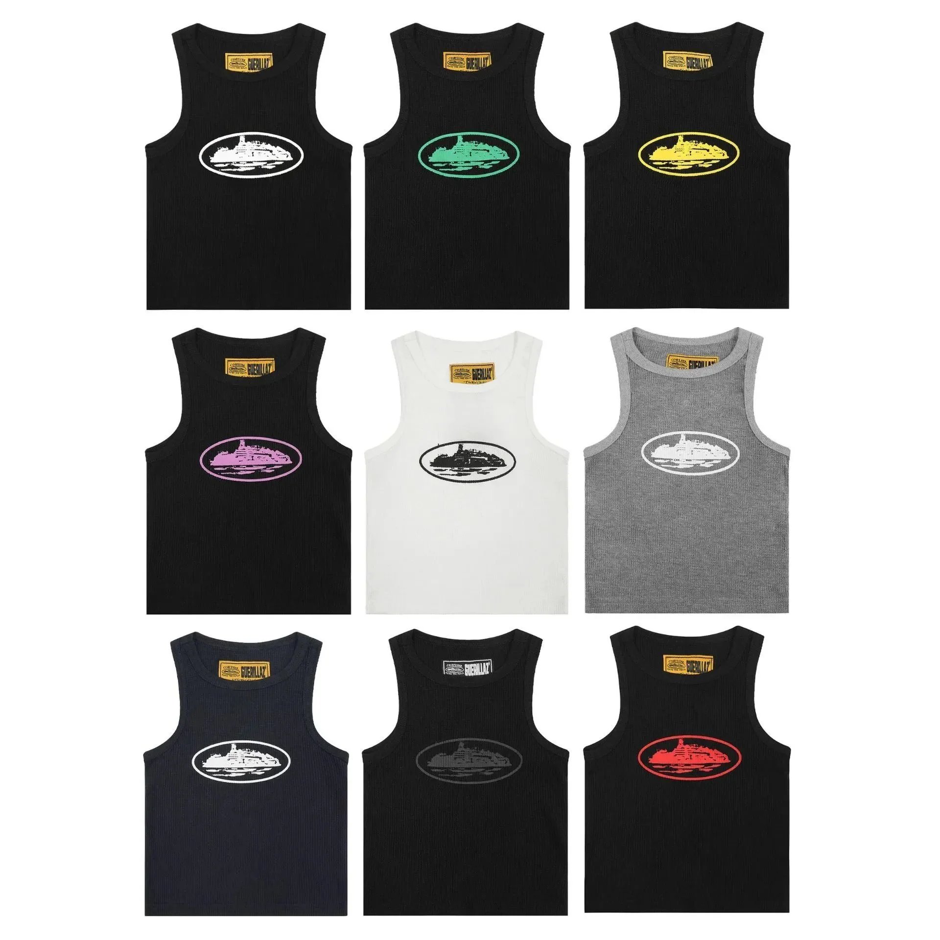 Guerillaz Oval Graphic Ribbed Tank Top Multicolor