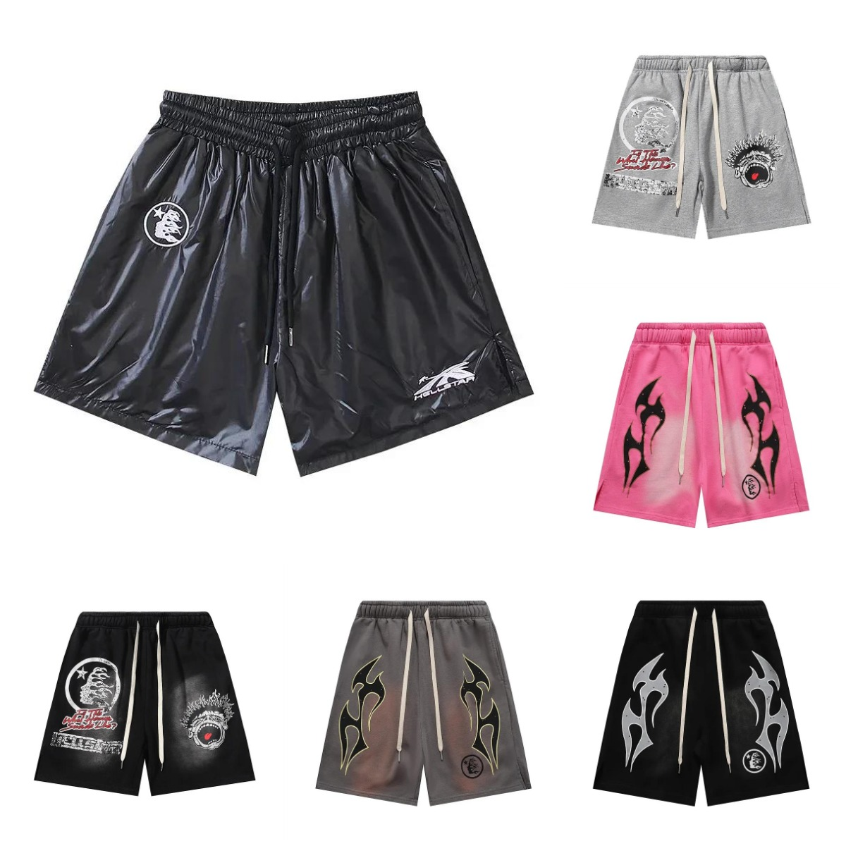 Hellstar Graphic Print Streetwear Shorts Multicolor
