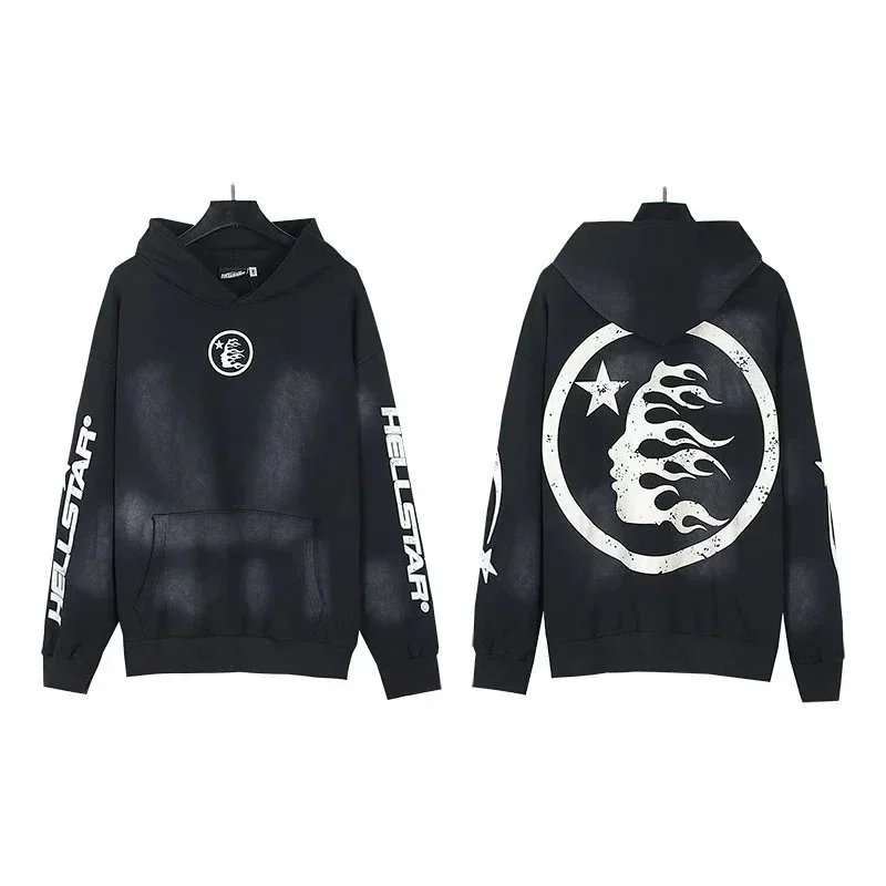 Hellstar Flame Face Oversized Streetwear Hoodie Black
