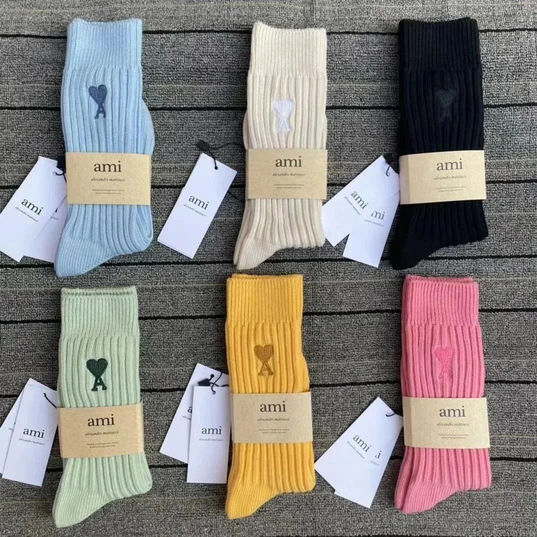 Ami Paris Ami Ami de Coeur Ribbed Cotton Socks Multicolor
