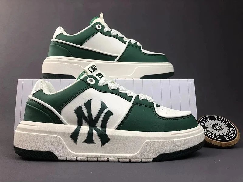 MLB Big Ball Chunky Platform Sneakers Green and White