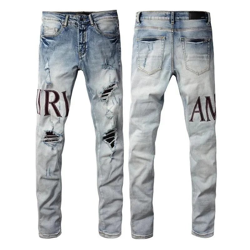 AMIRI MX1 Distressed Slim Fit Jeans Blue