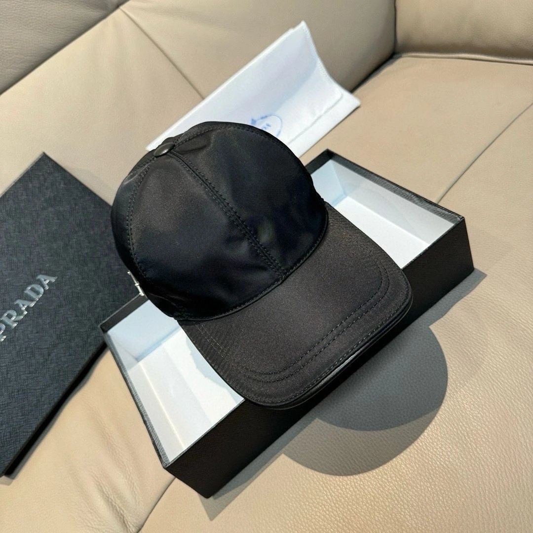Prada Re-Nylon Baseball Cap Minimalist Headwear Black