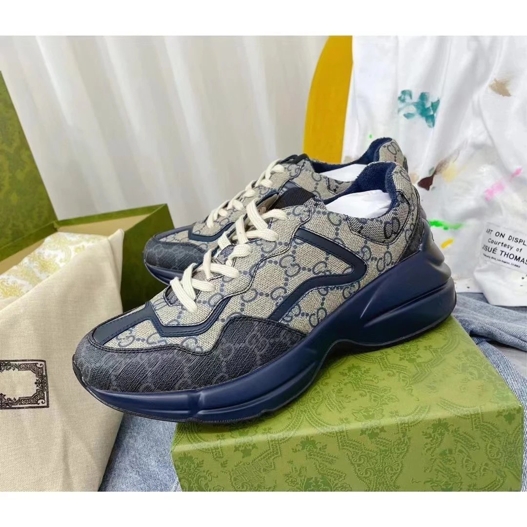 Gucci Rhyton chunky Sneakers Blue and Beige