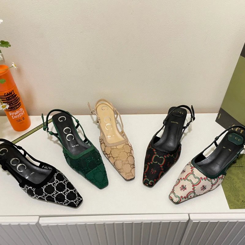 Gucci Slingback Pumps Elegant Pointed Toe Heels Multicolor