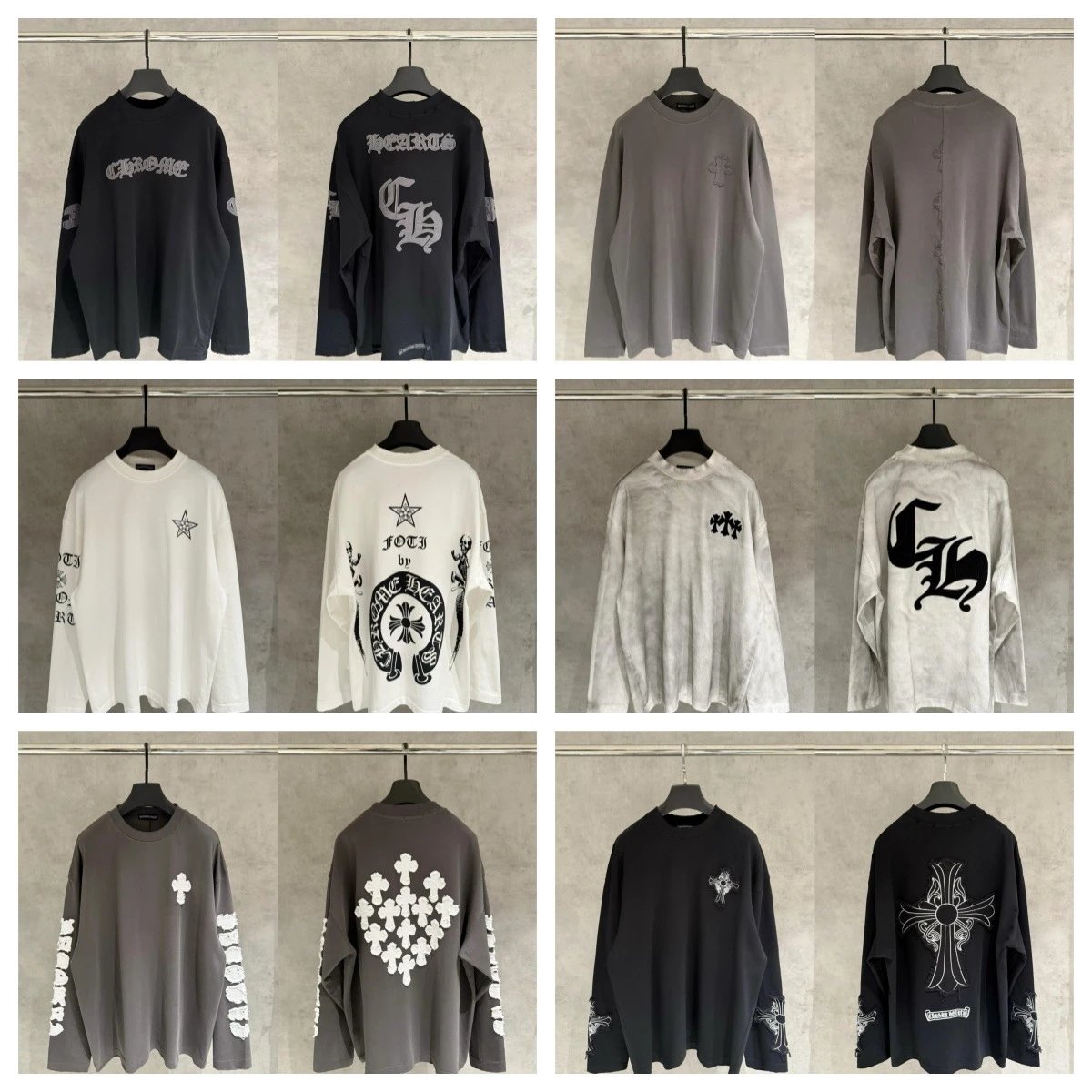 Chrome Hearts Graphic Long Sleeve T-Shirt Cotton Streetwear Multicolor