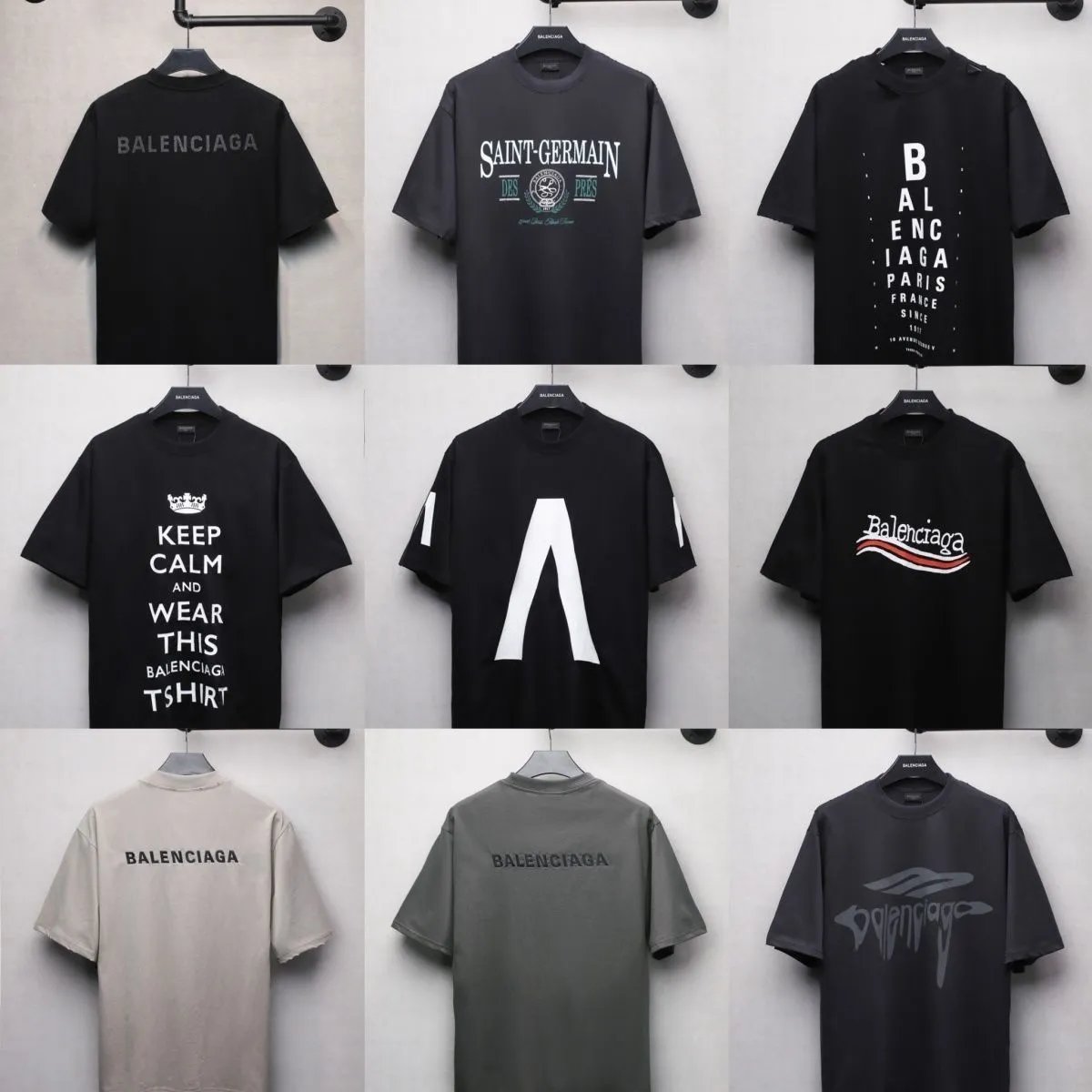 Balenciaga Graphic Print Oversized Tee Black