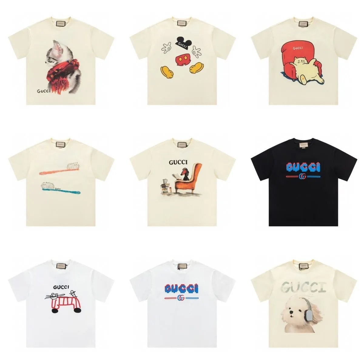 Gucci Graphic Print Cotton T-Shirt Multicolor