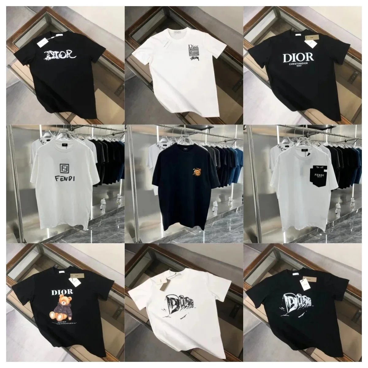 Dior Graphic Print Cotton T-Shirt Multicolor