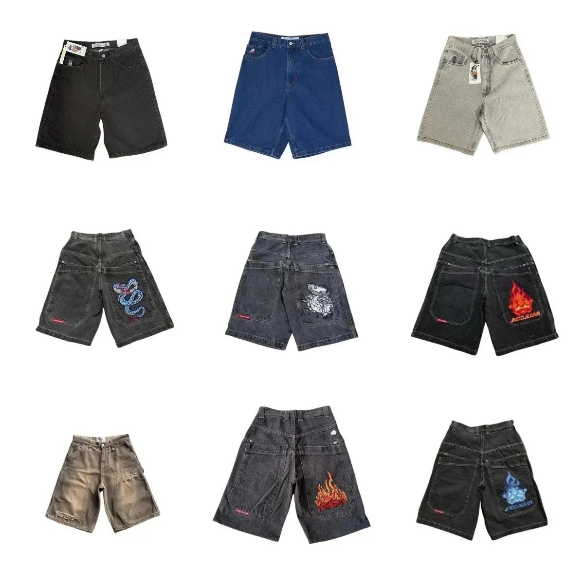 JNCO Graphic Denim Shorts Vintage Streetwear Shorts Multicolor