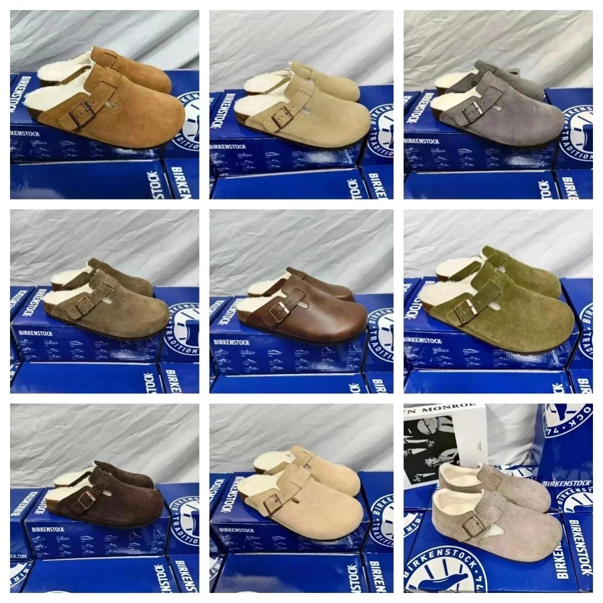 Birkenstock Boston Shearling Suede Clogs Multicolor