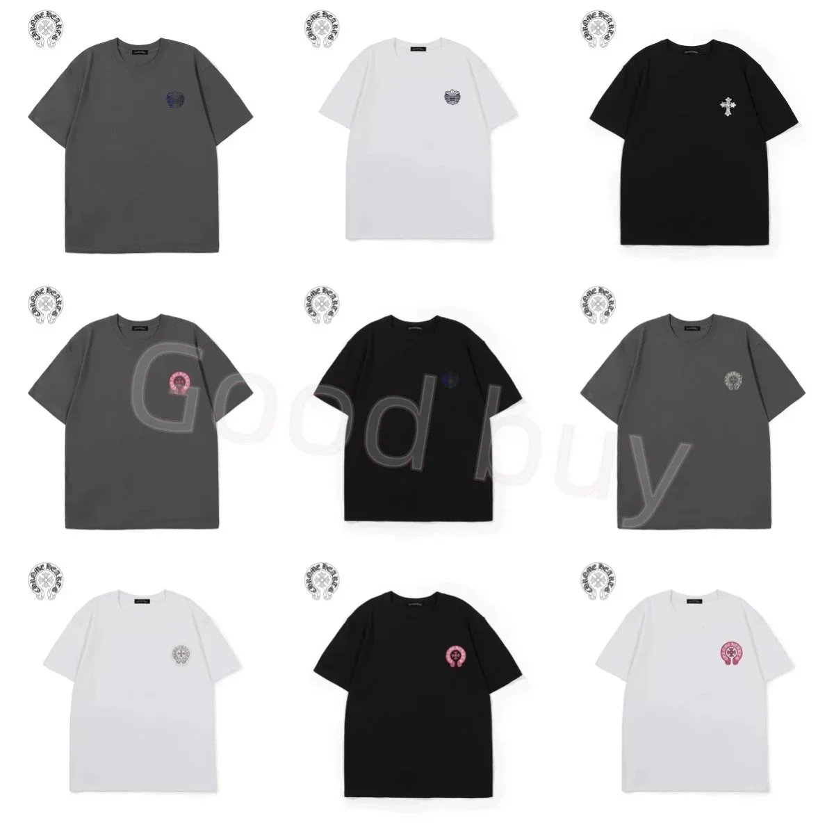 Chrome Hearts Horseshoe Cross Graphic Streetwear T-Shirt Multicolor