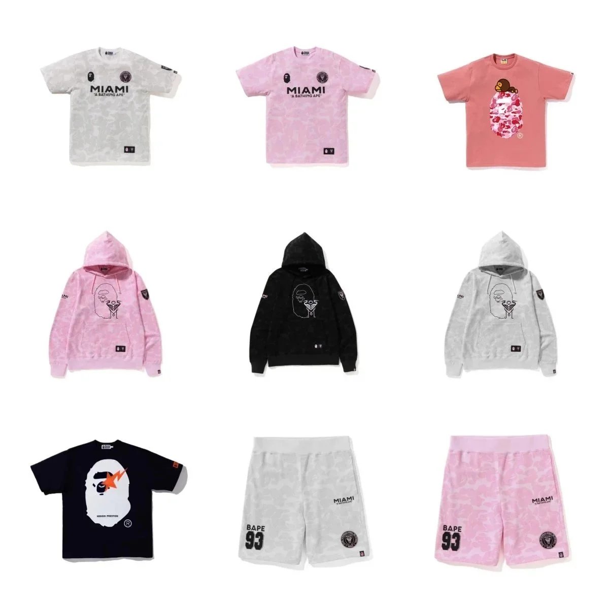 A Bathing Ape BAPE Inter Miami CF Graphic Streetwear T-Shirt Multicolor