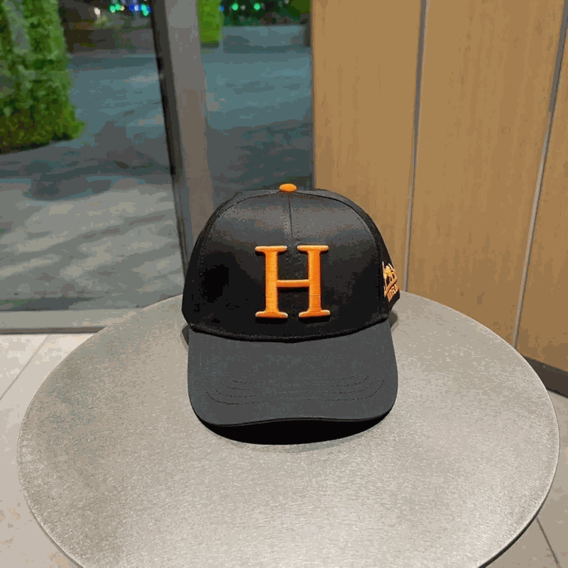 Design H Letter Patch Baseball Cap Black