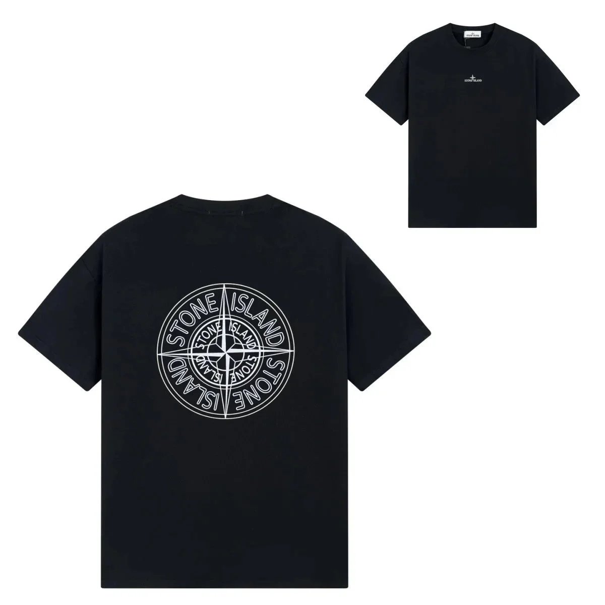 Stone Island Compass Graphic Cotton T-Shirt Black