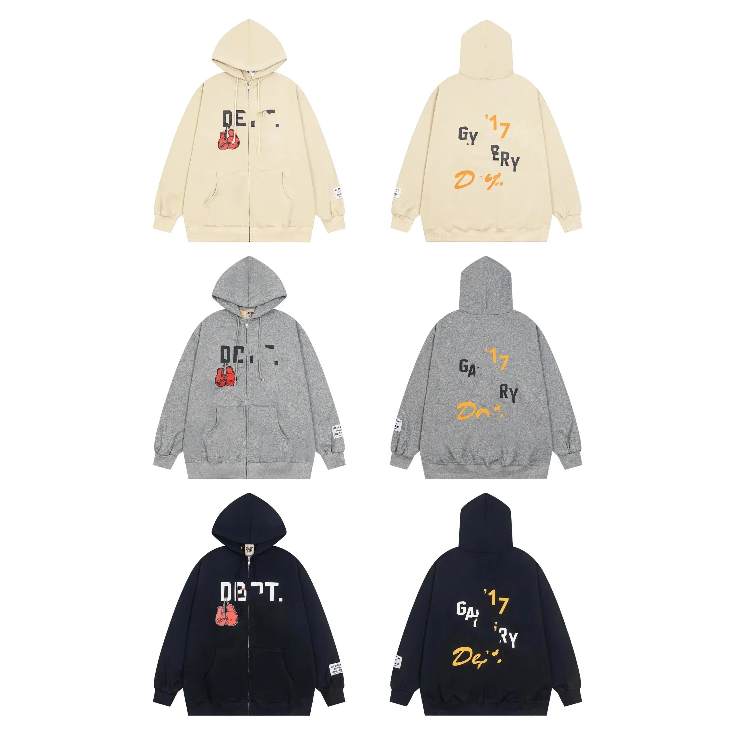Gallery Dept. Boxing Graphic Zip-Up Hoodie Multicolor