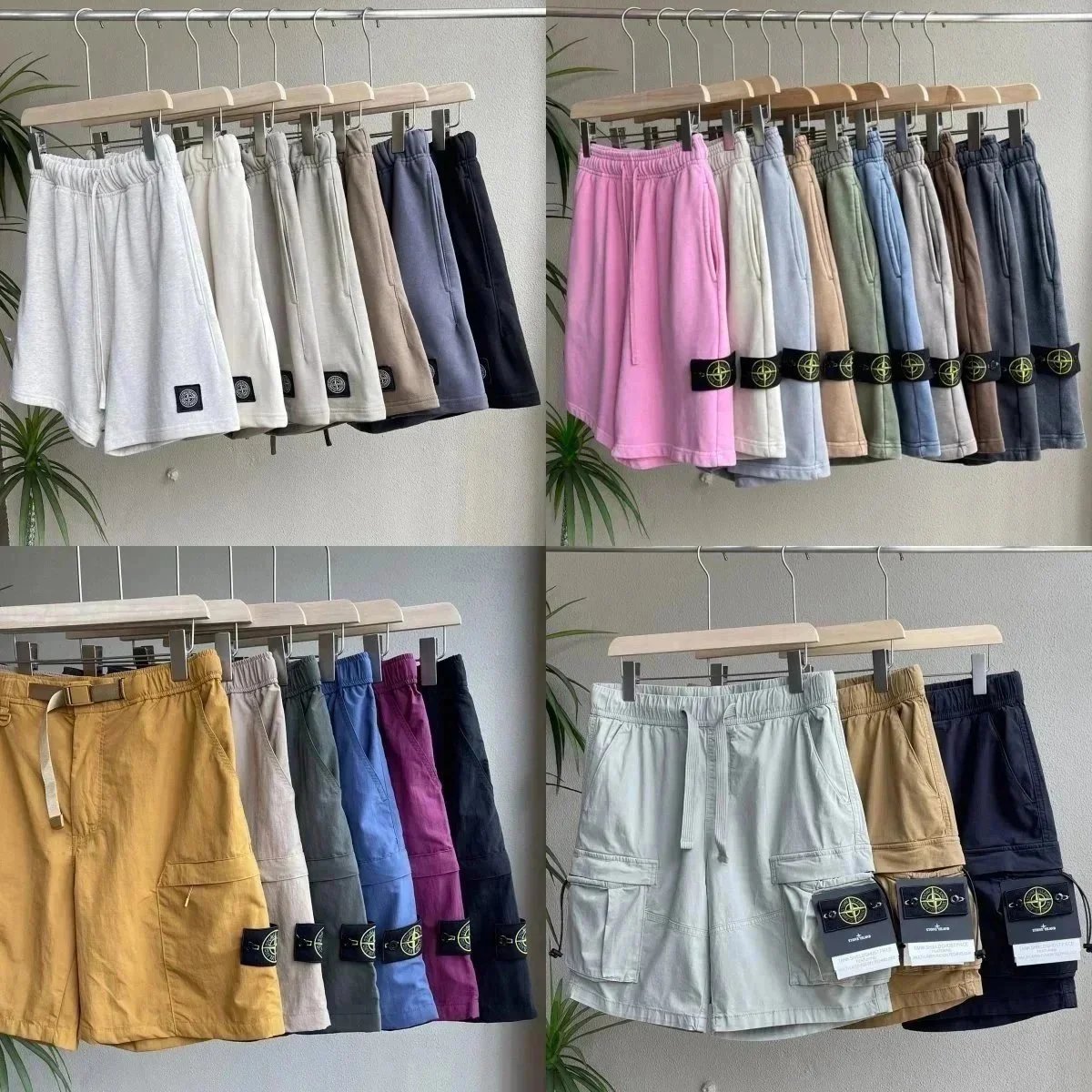 Stone Island Compass Patch Cargo Shorts Casual Summer Shorts Multicolor